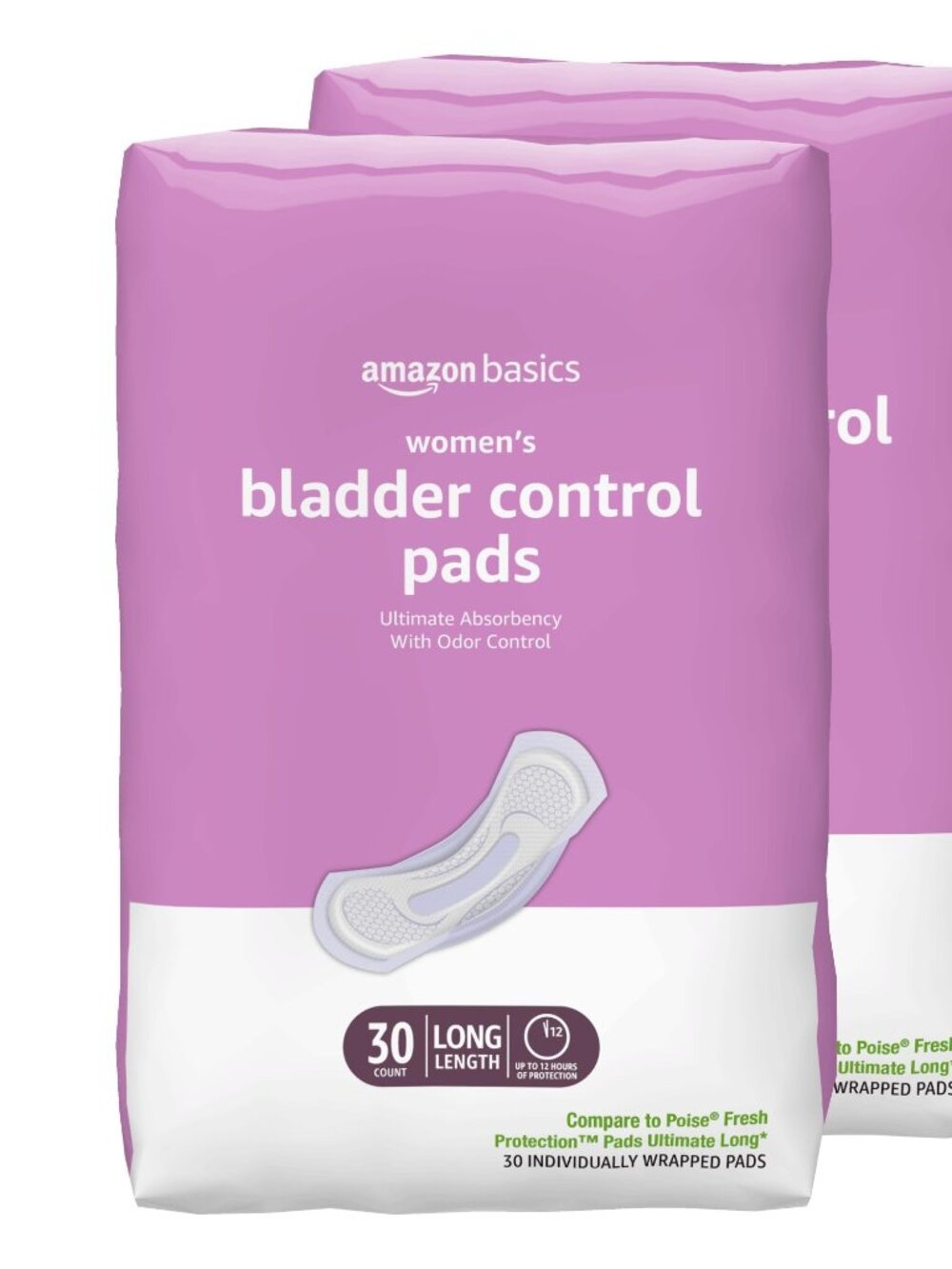 Amazon Basics Incontinence Pads for Women, Long, 60 Count
